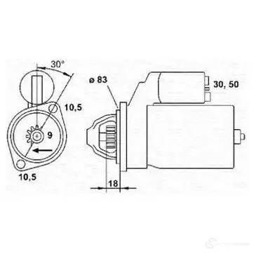 Стартер MAGNETI MARELLI 943251416010 MSR40 0 FBW0H6B 6141056 - Изображение 1