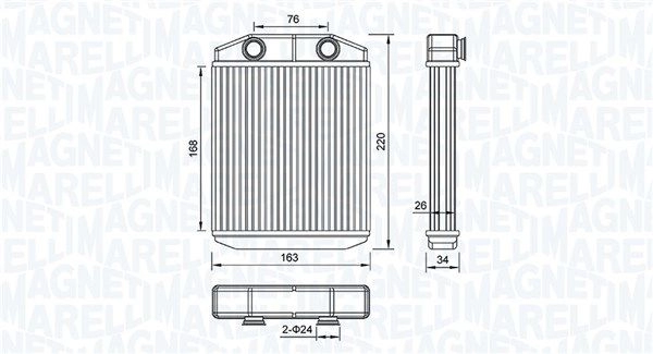 Радиатор печки, теплообменник MAGNETI MARELLI 350218516000 1440274386 LQ 2LLU