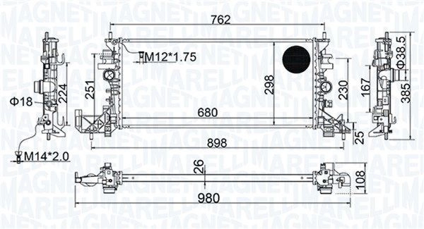 Радиатор охлаждения двигателя MAGNETI MARELLI 1440274464 294AS G 350213206700