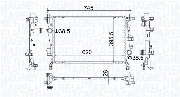 Радиатор охлаждения двигателя MAGNETI MARELLI 1193751811 BM14 50 350214500000 PT51Z0