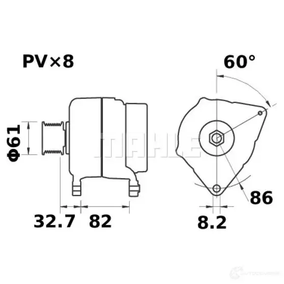 Генератор MAHLE ORIGINAL 11.203.822 2358252 11203822 MG 286 - Изображение 1