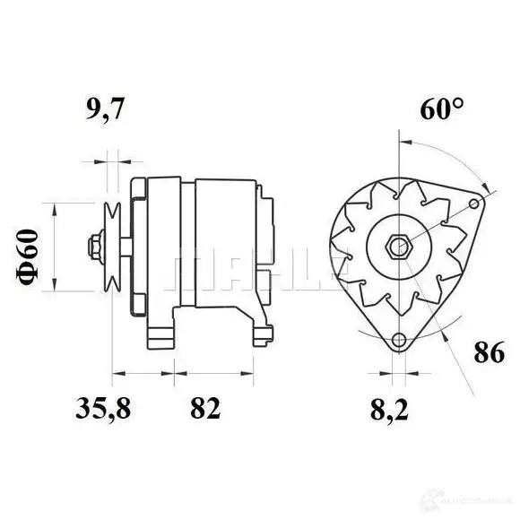 Генератор MAHLE ORIGINAL MG 107 2358082 11201824 11.201.824 изображение 1