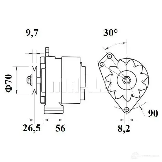 Генератор MAHLE ORIGINAL 2358459 11201545 11.201.545 MG 513 - Изображение 1