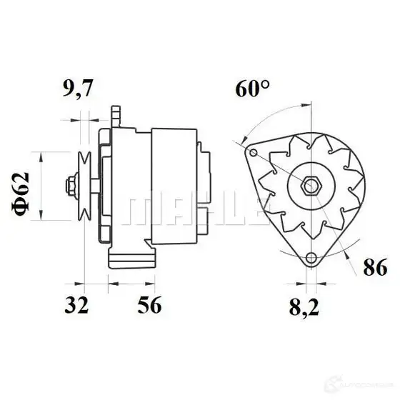 Генератор MAHLE ORIGINAL 11.201.511 2358469 11201511 mg522 изображение 0