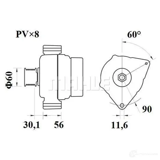 Генератор MAHLE ORIGINAL 11203963 2358242 11.203.963 MG 275 изображение 1