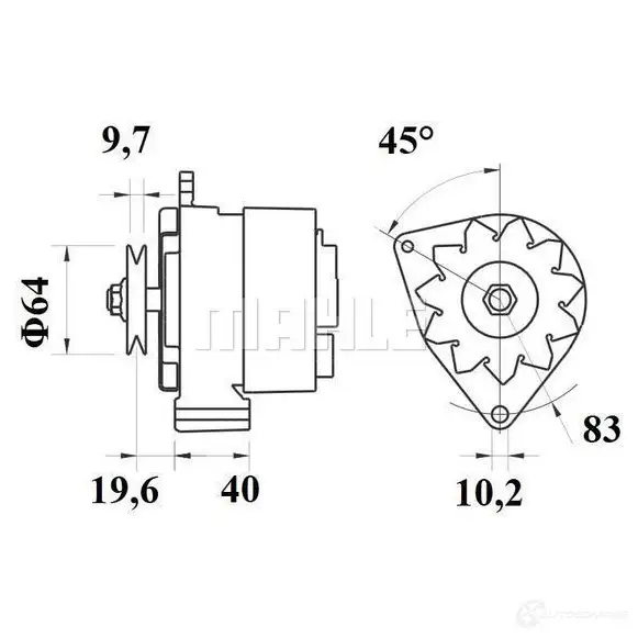 Генератор MAHLE ORIGINAL 2358683 MG 94 11201256 11.201.256 изображение 1