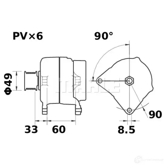 Генератор MAHLE ORIGINAL 11.203.950 2358679 MG 90 11203950 - Изображение 1