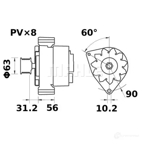 Генератор MAHLE ORIGINAL 1412041162 11203704 11.203.704 MG 334 изображение 0