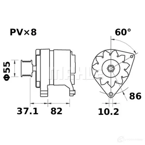 Генератор MAHLE ORIGINAL 11.204.328 2358432 11204328 MG 487 изображение 0