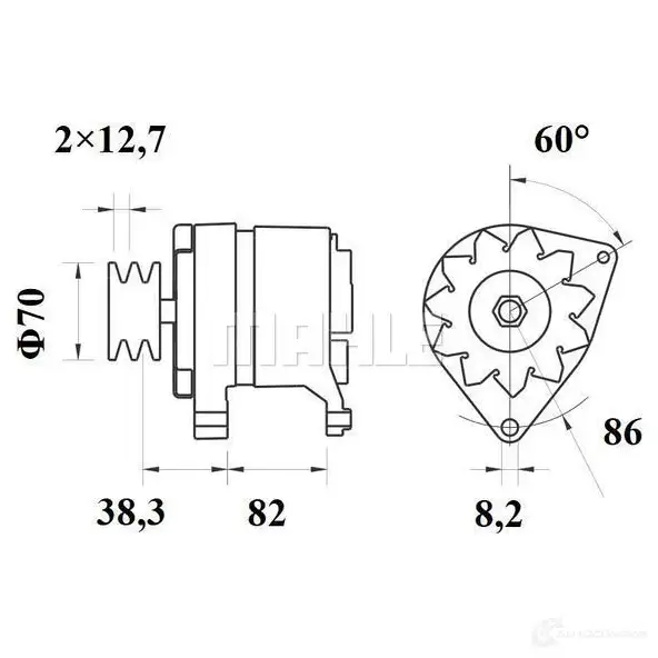 Генератор MAHLE ORIGINAL 2358485 11.203.392 11.201.984 MG 539 изображение 1