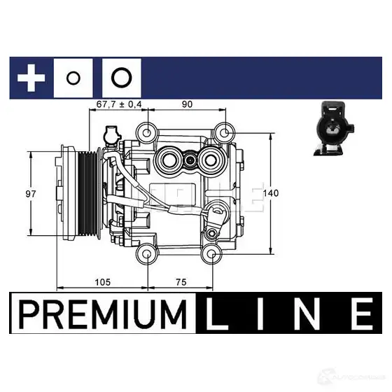 Компрессор кондиционера MAHLE ORIGINAL 1437594888 DJ10 5 ACP 848 000P изображение 4