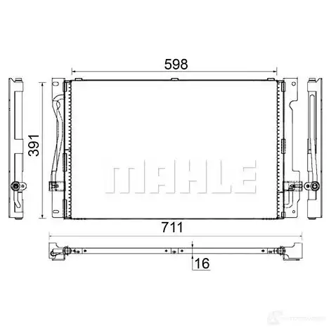 Радиатор кондиционера MAHLE ORIGINAL IR0PT BQ 1437588300 AC 173 000S