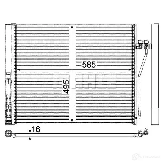 Радиатор кондиционера MAHLE ORIGINAL 1437582190 0UN3 PI AC 568 000P изображение 0