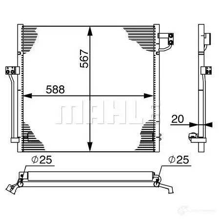 Радиатор кондиционера MAHLE ORIGINAL 7PA 3LVF AC 41 000S 1437582151