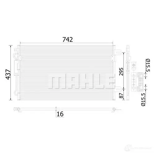 Радиатор кондиционера MAHLE ORIGINAL Z PA9Z AC 907 000S 1437587928 изображение 1