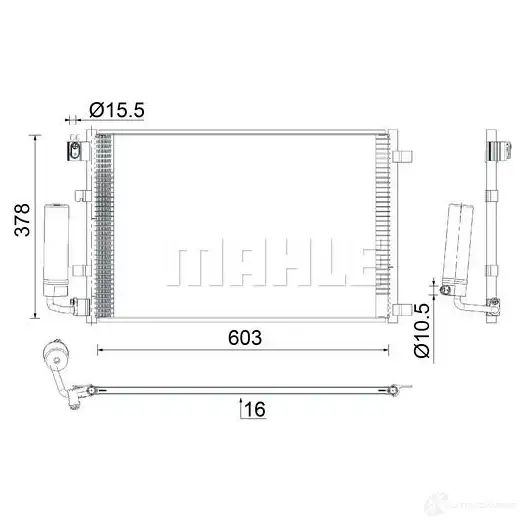 Радиатор кондиционера MAHLE ORIGINAL YWK AF0K AC923000S 1437587966