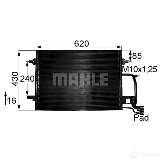 Радиатор кондиционера MAHLE ORIGINAL 1437580563 2G 5ZWWX AC 241 000S изображение 0