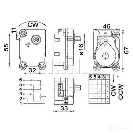 Привод заслонки отопителя салона MAHLE ORIGINAL AA 20 000P 3J MA9ET 1437629077 - Изображение 1
