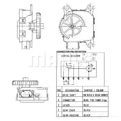 Привод заслонки отопителя салона MAHLE ORIGINAL 8EML 1ZI 1437629255 AA 14 000P - Изображение 1