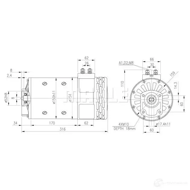 Электродвигатель MAHLE ORIGINAL 2358705 MM 116 11214255 11.214.255 - Изображение 1