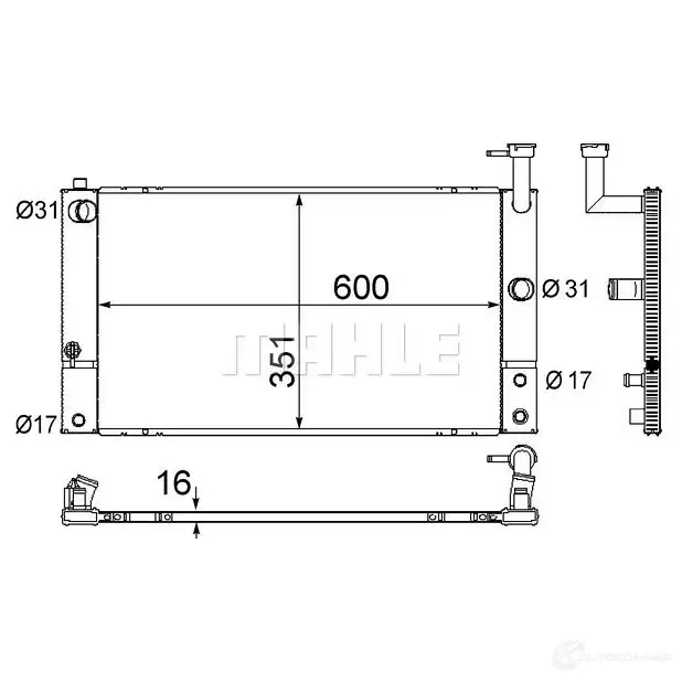 Радиатор охлаждения двигателя MAHLE ORIGINAL 1437579323 L F2SG CR 1855 000S