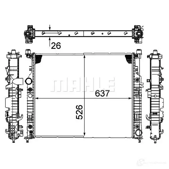 Радиатор охлаждения двигателя MAHLE ORIGINAL CR 1705 000P 1437581053 NO2 I6NH изображение 3