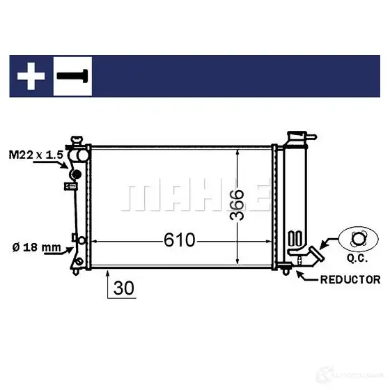 Радиатор охлаждения двигателя MAHLE ORIGINAL 2T1J G3S CR 1431 000S 1437582037 изображение 1