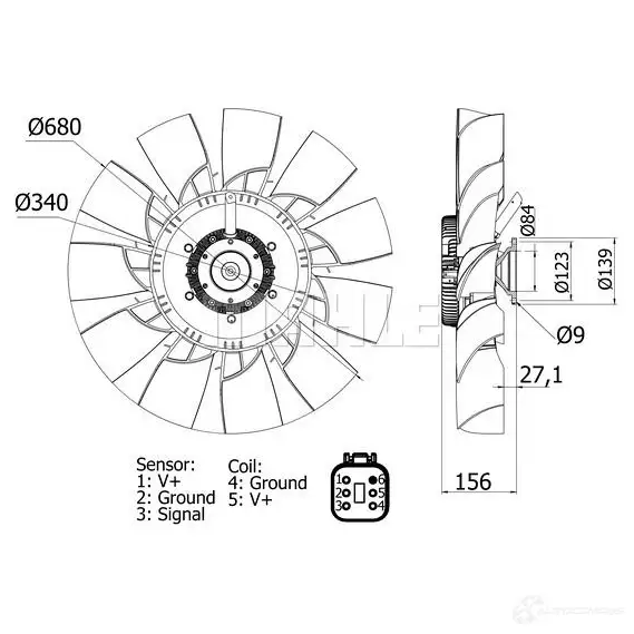Вентилятор радиатора MAHLE ORIGINAL 1437575279 CFF 480 000S U0BP H