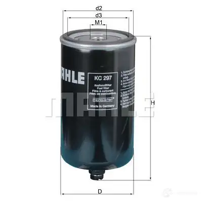 Топливный фильтр MAHLE ORIGINAL KC 297 DZU8F3Z 2355625 703 79512 изображение 0