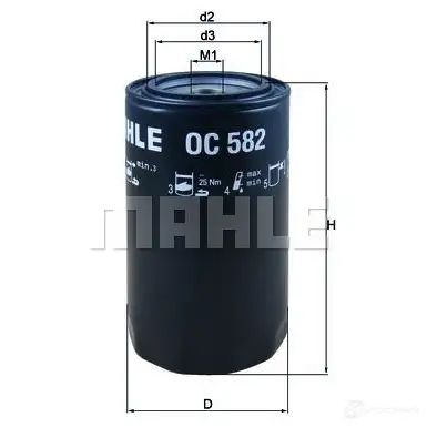 Масляный фильтр MAHLE ORIGINAL JMKY0Q OC 582 2359678 7038 1244 изображение 5