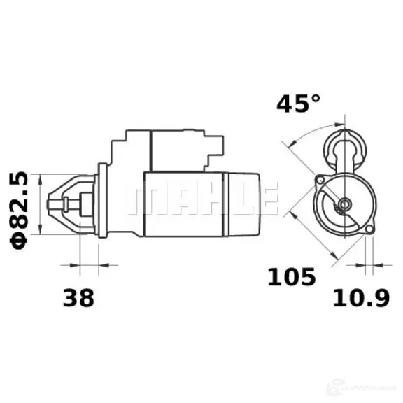 Стартер MAHLE ORIGINAL MS 396 628834726 11.131.729 11131729 изображение 0