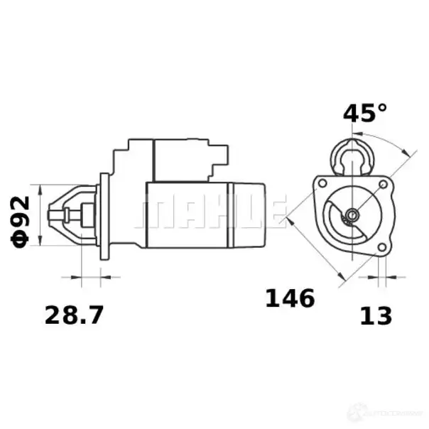 Стартер MAHLE ORIGINAL MS 267 11.130.222 2359079 11.130.520 изображение 1