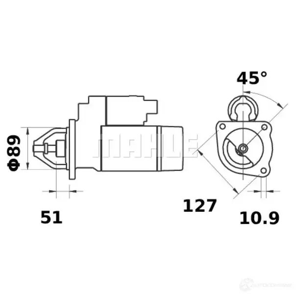 Стартер MAHLE ORIGINAL 11130911 2359112 MS 304 11.130.911 изображение 0