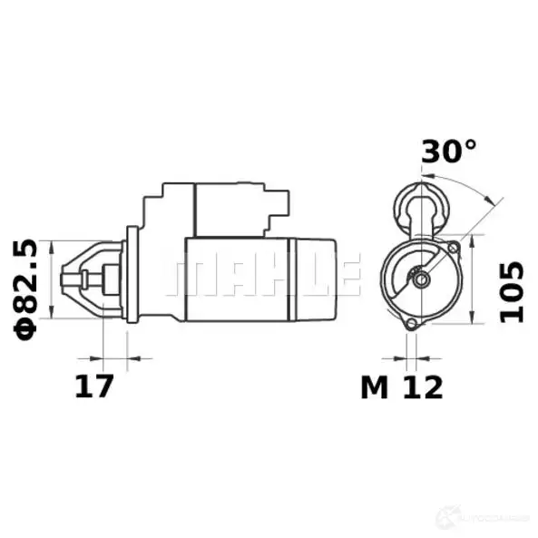 Стартер MAHLE ORIGINAL 11130911 2359112 MS 304 11.130.911 изображение 1