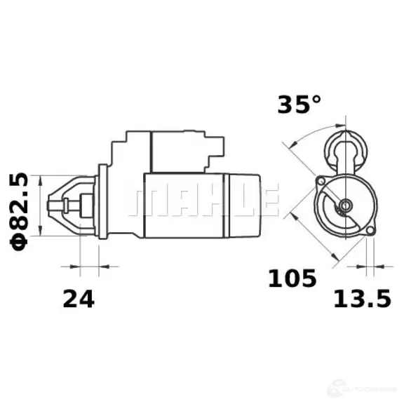 Стартер MAHLE ORIGINAL MS 414 101831439 11.131.186 11131186 изображение 0