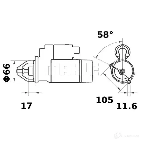 Стартер MAHLE ORIGINAL MS 414 101831439 11.131.186 11131186 изображение 1