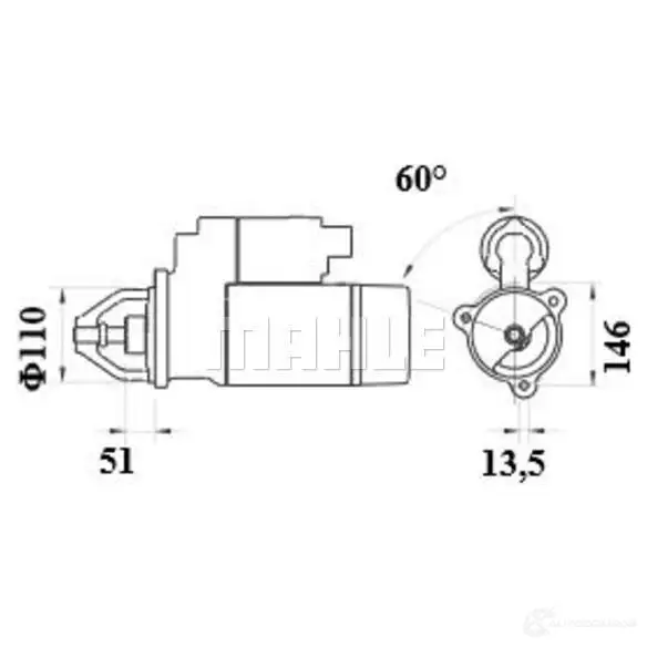 Стартер MAHLE ORIGINAL MS 104 11139165 11.139.165 2358919 изображение 2