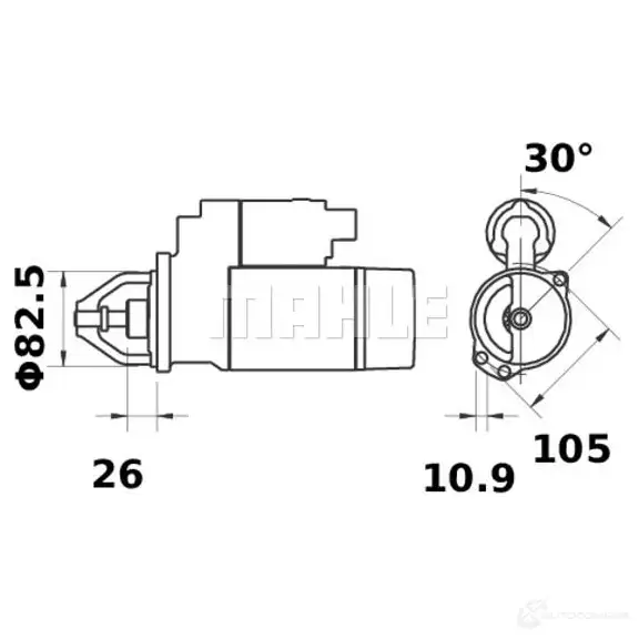Стартер MAHLE ORIGINAL 2359037 11.130.565 MS 219 11130565 изображение 1