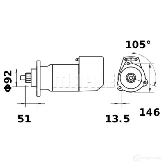 Стартер MAHLE ORIGINAL 2359337 11139018 11.139.018 MS 567 - Изображение 1