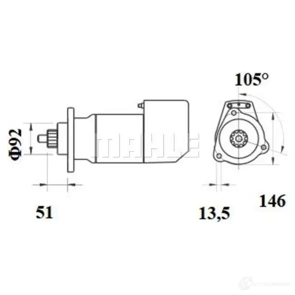 Стартер MAHLE ORIGINAL 11.130.536 11.139.023 MS 547 2359320 изображение 2