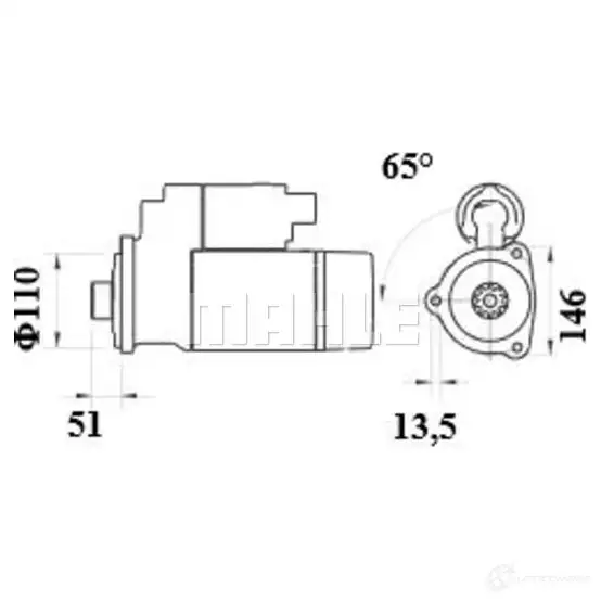 Стартер MAHLE ORIGINAL 72442834 MS759 1194163942 11139606 изображение 2