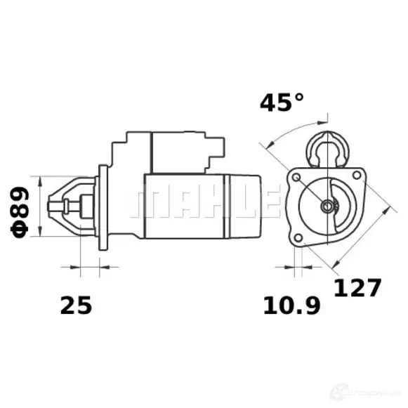 Стартер MAHLE ORIGINAL 11130567 2359116 11.130.567 MS 308 изображение 0