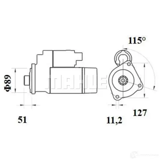 Стартер MAHLE ORIGINAL 72483380 MS 887 11139172 1424863514 изображение 2