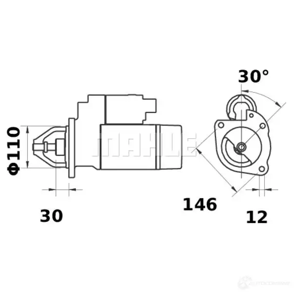 Стартер MAHLE ORIGINAL 11130532 11.130.532 MS 335 2359141 изображение 1