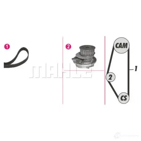 Комплект ремня ГРМ с помпой MAHLE ORIGINAL M G8L6N 1437627199 CPK 17 000P - Изображение 1