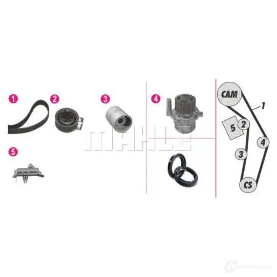 Комплект ремня ГРМ с помпой MAHLE ORIGINAL 1437627326 CPK 74 000P NX3 DSSO - Изображение 1