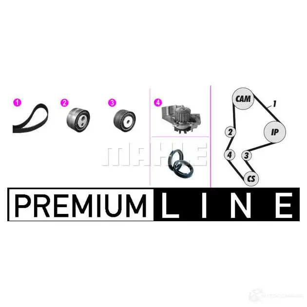 Комплект ремня грм с водяным насосом MAHLE ORIGINAL 1439541493 cpk77000p 1H47L AJ - Изображение 1