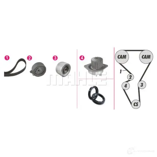 Комплект ремня ГРМ с помпой MAHLE ORIGINAL CPK 44 000P 1437627699 2N 00M - Изображение 1