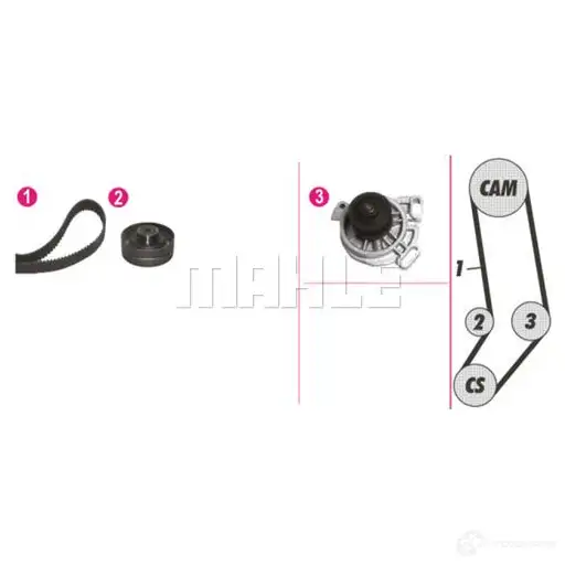 Комплект ремня ГРМ с помпой MAHLE ORIGINAL AS2TX VW 1437627826 CPK 127 000P - Изображение 1