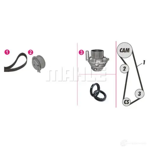 Комплект ремня ГРМ с помпой MAHLE ORIGINAL 1437627865 S3 94M CPK 12 000P - Изображение 1